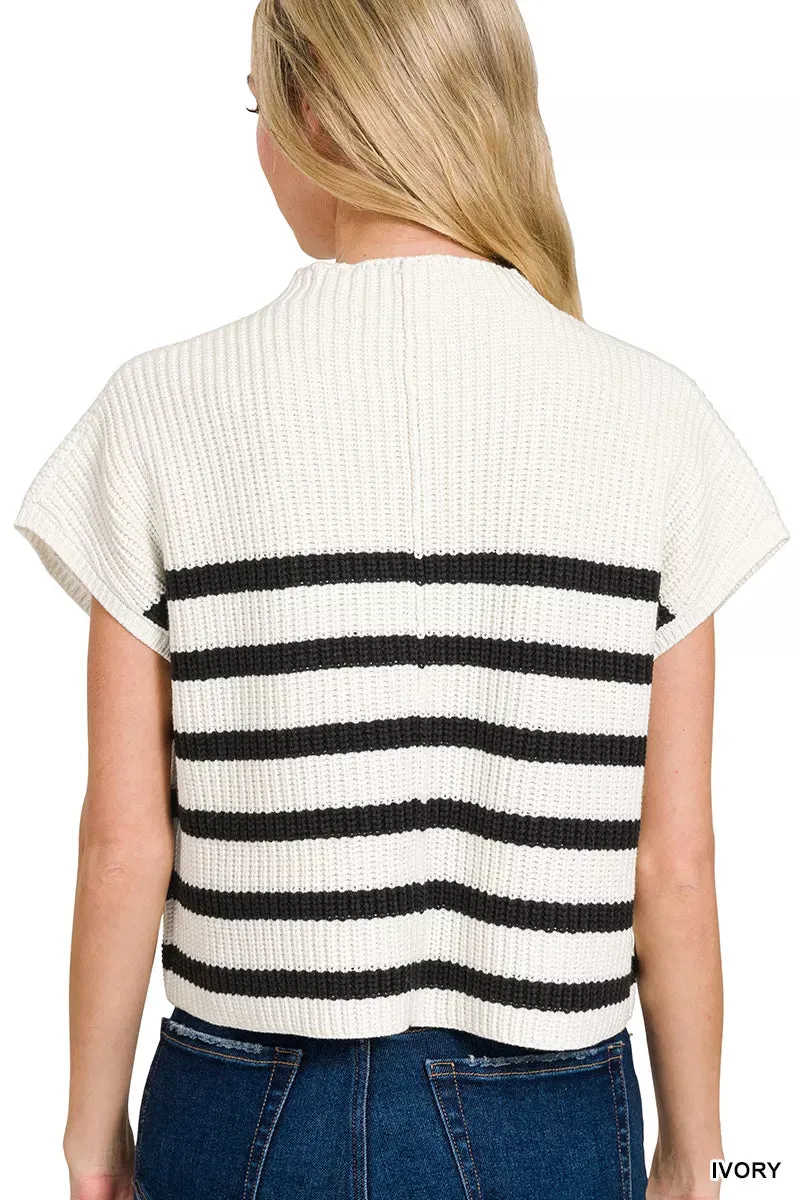 Zenana Short Sleeve Stripe Sweater sold by Charming Charlie product image thumbnail 3