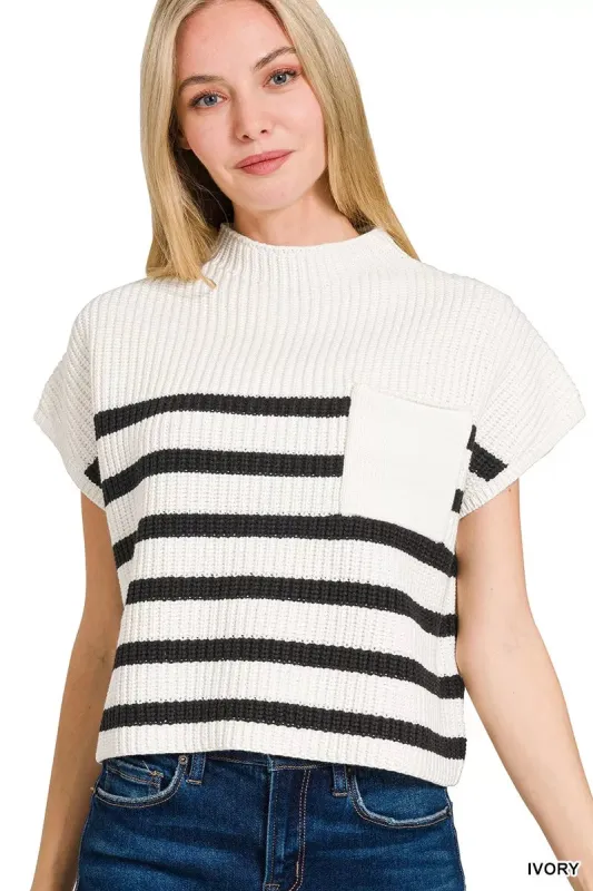 Zenana Short Sleeve Stripe Sweater sold by Charming Charlie