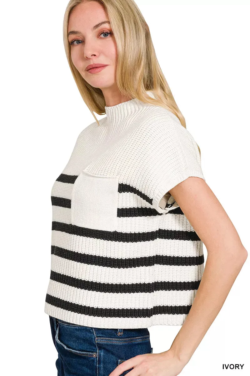 Zenana Short Sleeve Stripe Sweater sold by Charming Charlie product image thumbnail 2