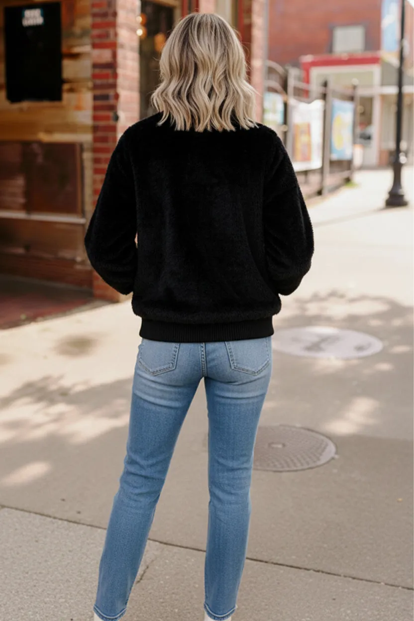 Black Cat Zip Up Faux Fur Coat sold by Charming Charlie product image thumbnail 2