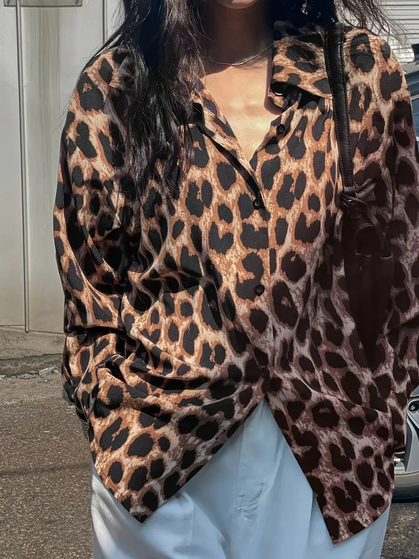 Leopard Print Button-Down Shirt sold by Charming Charlie product image thumbnail 5