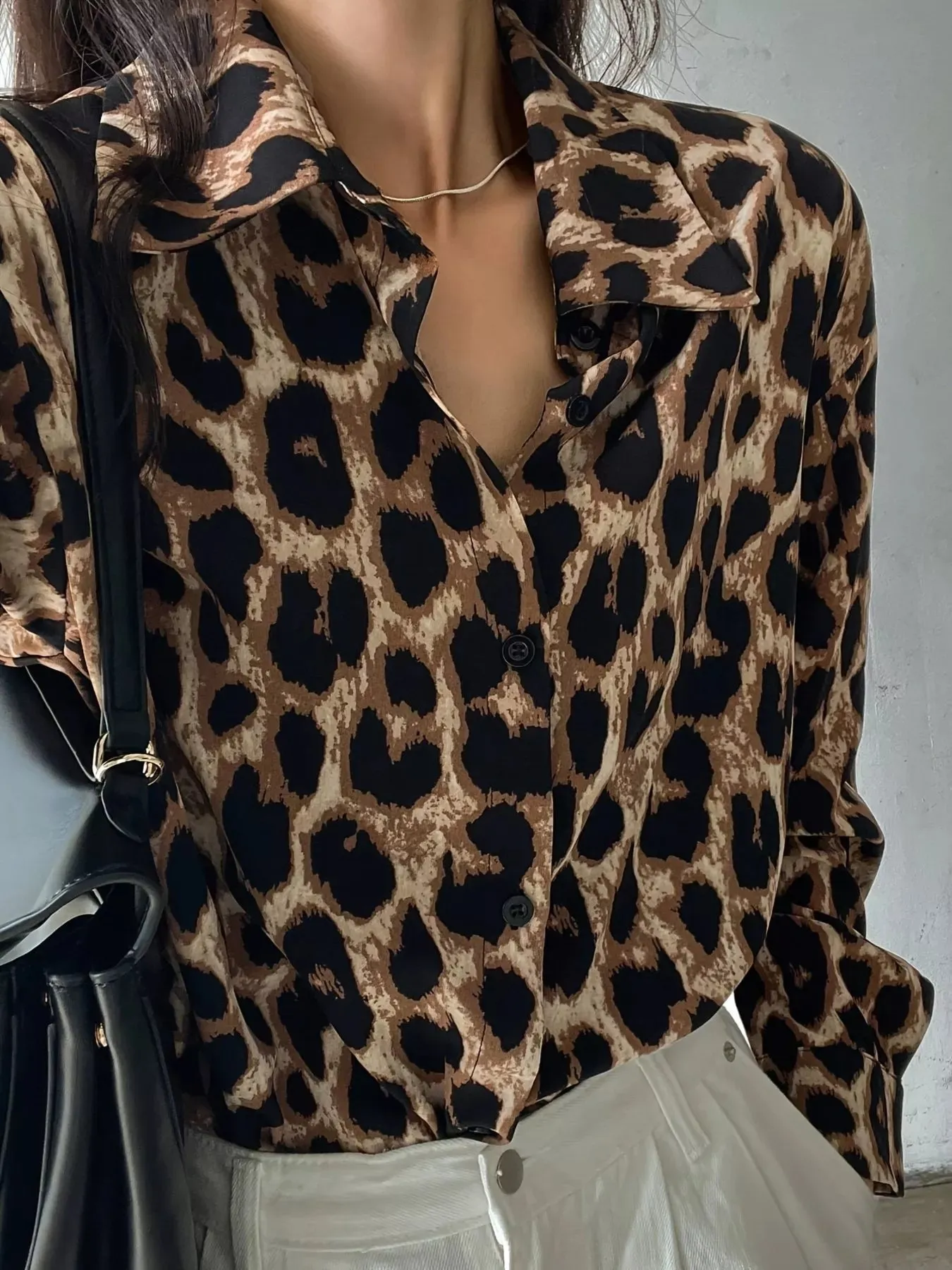 Leopard Print Button-Down Shirt sold by Charming Charlie product image thumbnail 4
