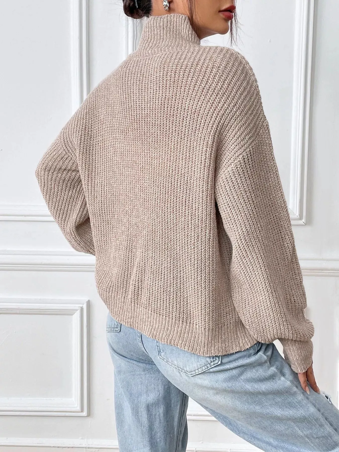 Cozy Knit Turtleneck Dropped Shoulder Sweater sold by Charming Charlie product image thumbnail 4