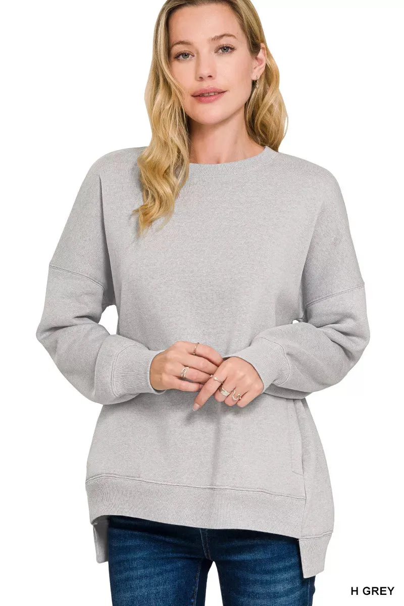 Zenana Full Size Fleece Hi-low Boyfriend Sweatshirts with Pockets Plus Size sold by Charming Charlie product image thumbnail 2