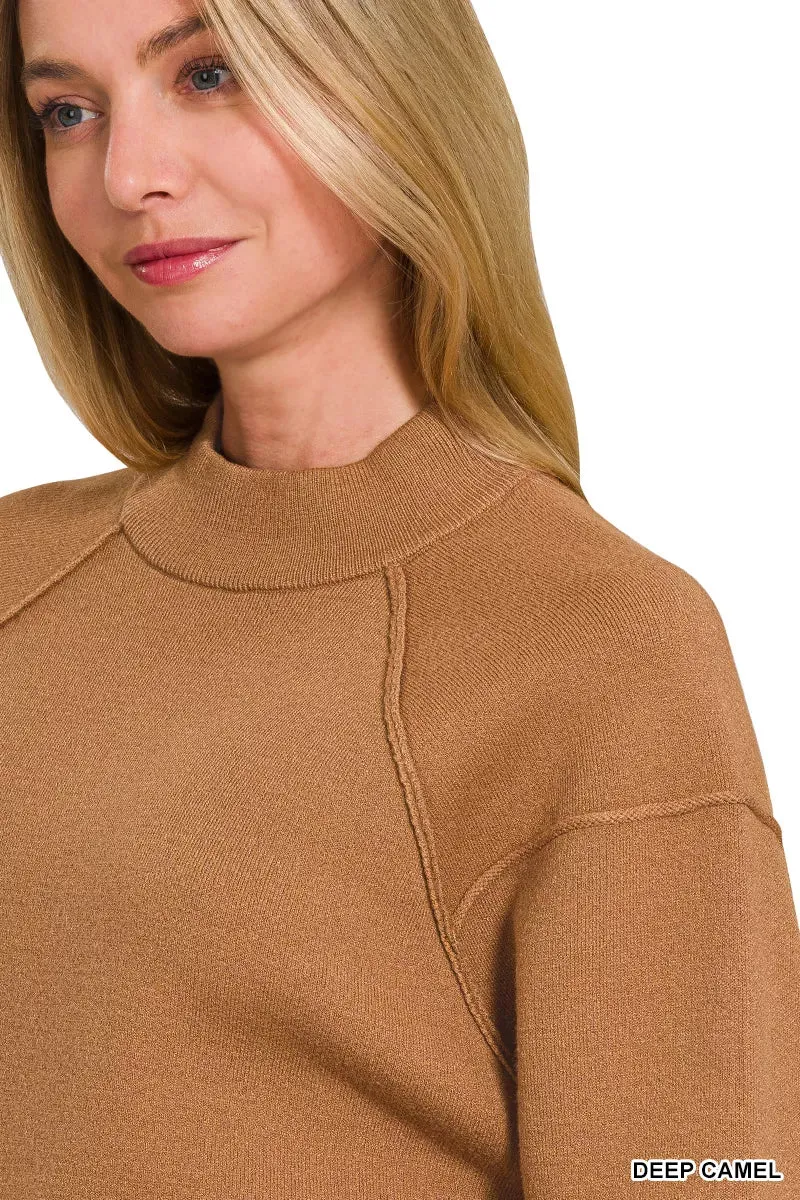 Zenana Viscose Mock Neck Exposed Seam Sweater sold by Charming Charlie product image thumbnail 3