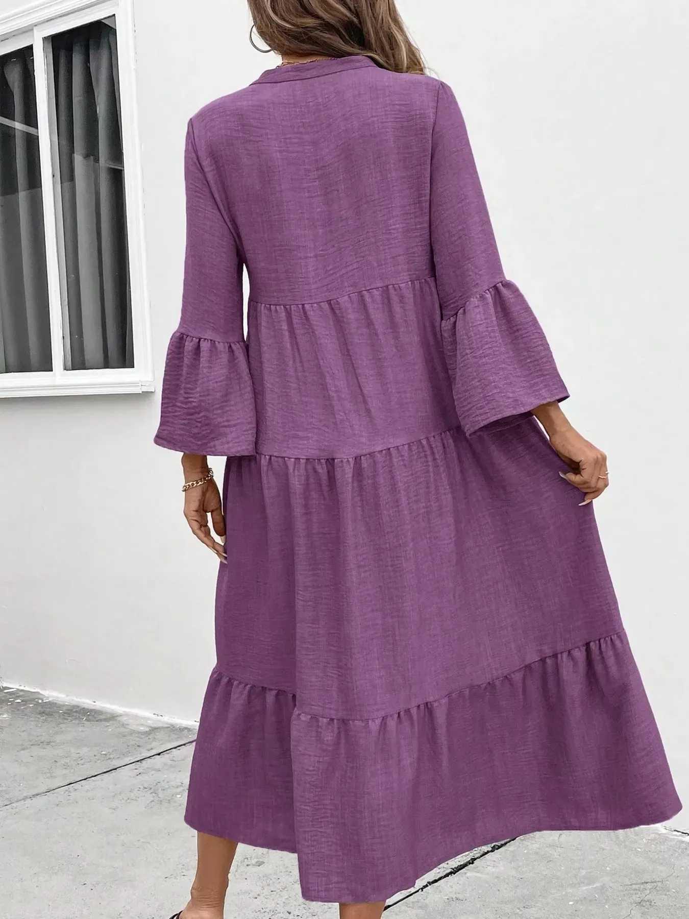 Ruffle Hem Button Front Tiered Dress sold by Charming Charlie product image thumbnail 2