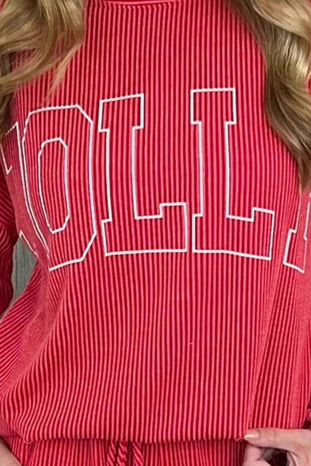 JOLLY Textured Christmas Sweatshirt sold by Charming Charlie product image thumbnail 4