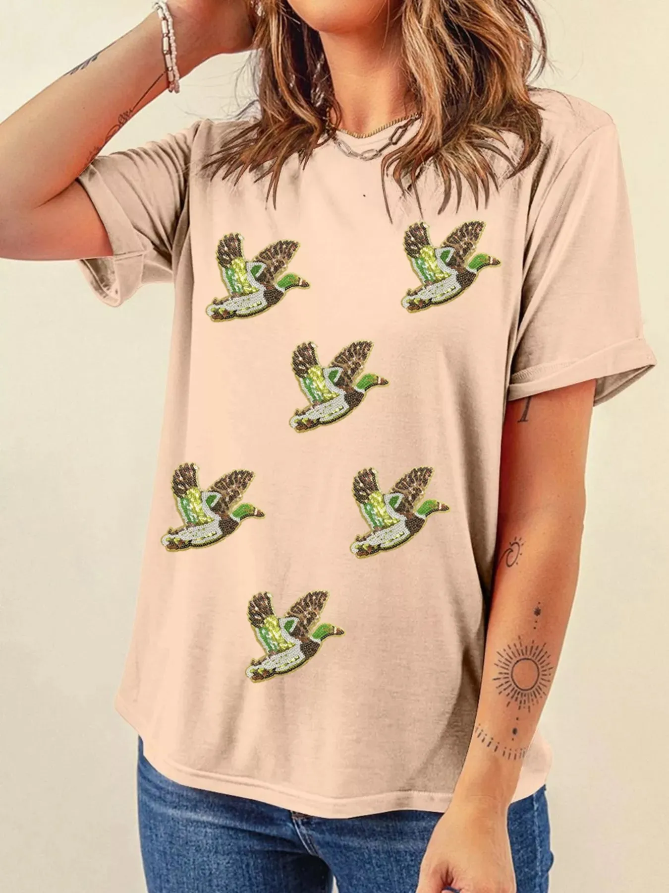 Flying Mallard Sequin Patched Short Sleeve Tee sold by Charming Charlie product image thumbnail 2