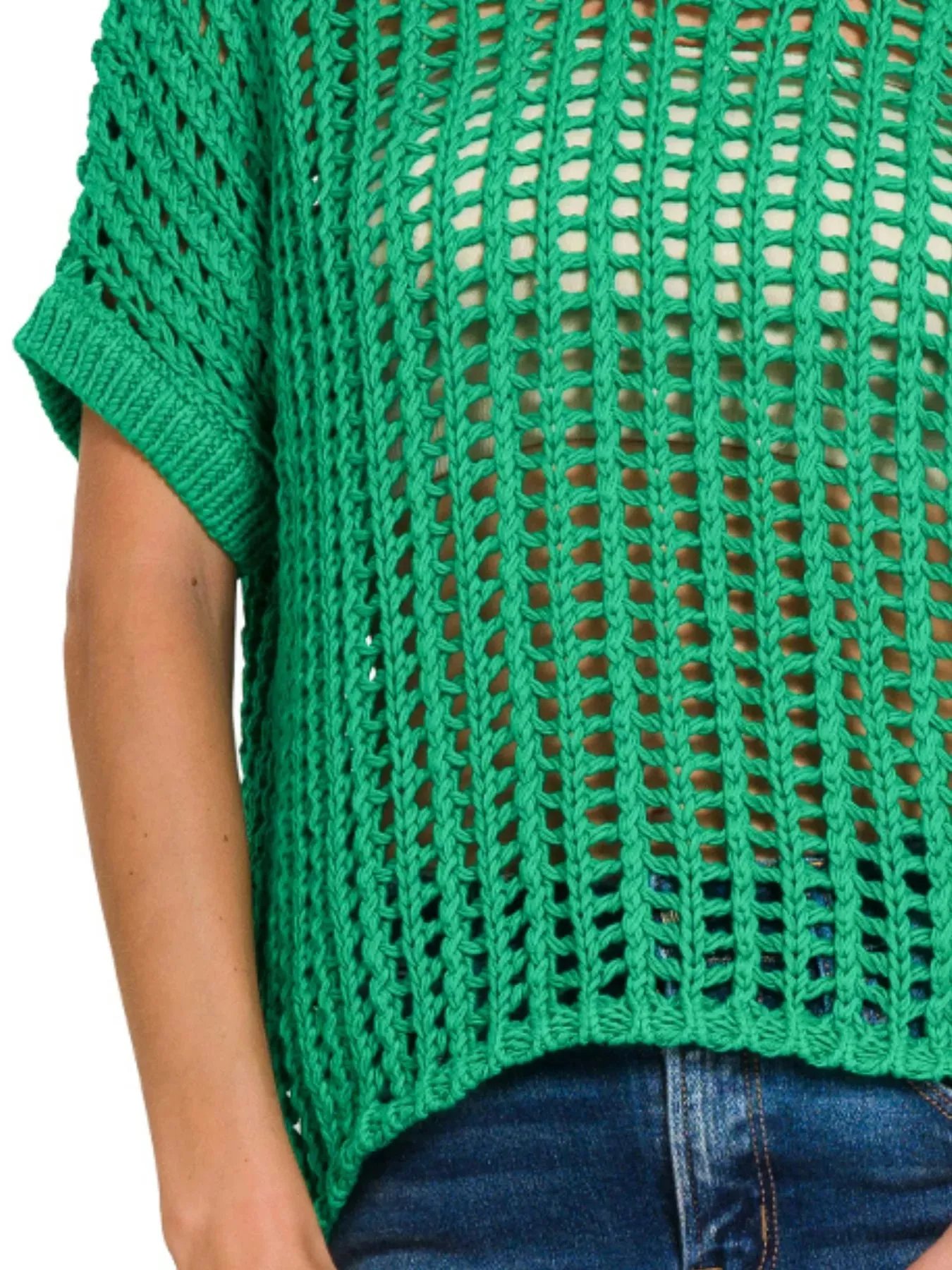 Zenana Fish Net Short Sleeve Crochet Knit Cover Up sold by Charming Charlie product image thumbnail 3