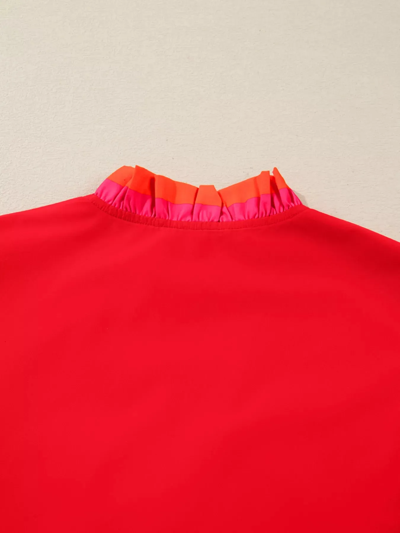 Striped Trim Ruffle Split Neck Long Sleeve Blouse sold by Charming Charlie product image thumbnail 5