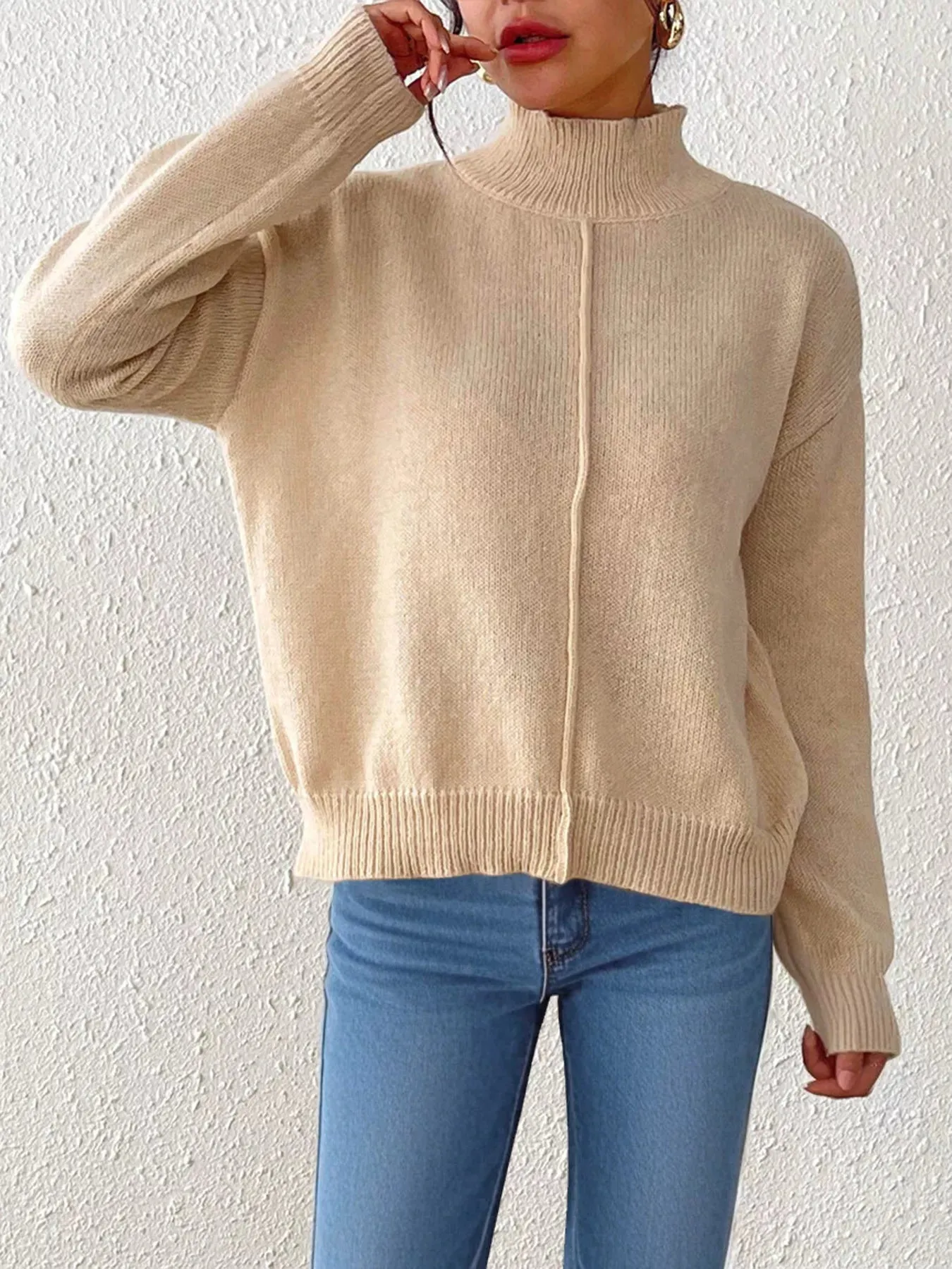 Turtleneck Dropped Shoulder Sweater sold by Charming Charlie product image thumbnail 3