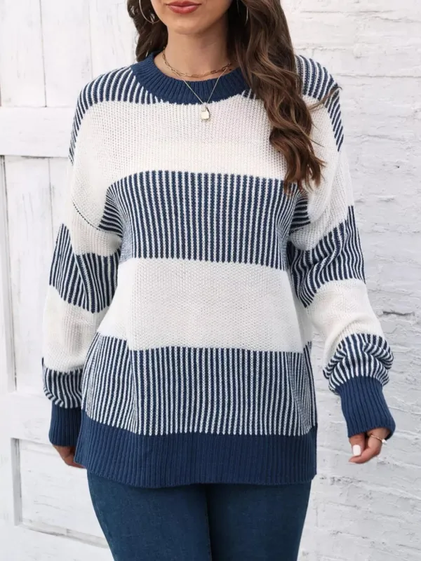 Full Size Color Block Dropped Shoulder Sweater Plus Size sold by Charming Charlie
