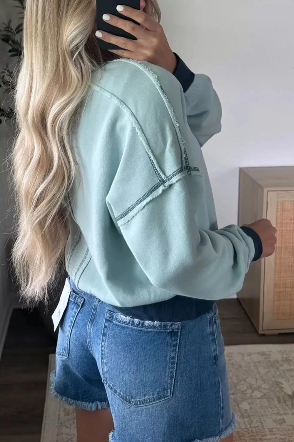 Exposed Seam Cropped Sweatshirt sold by Charming Charlie product image thumbnail 2