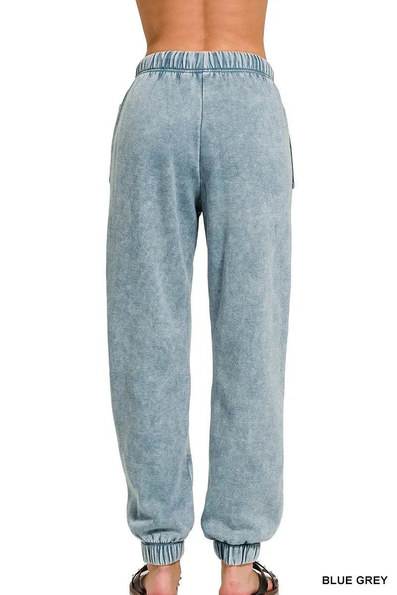 Zenana Acid Wash Fleece Sweatpants with Pockets sold by Charming Charlie product image thumbnail 3