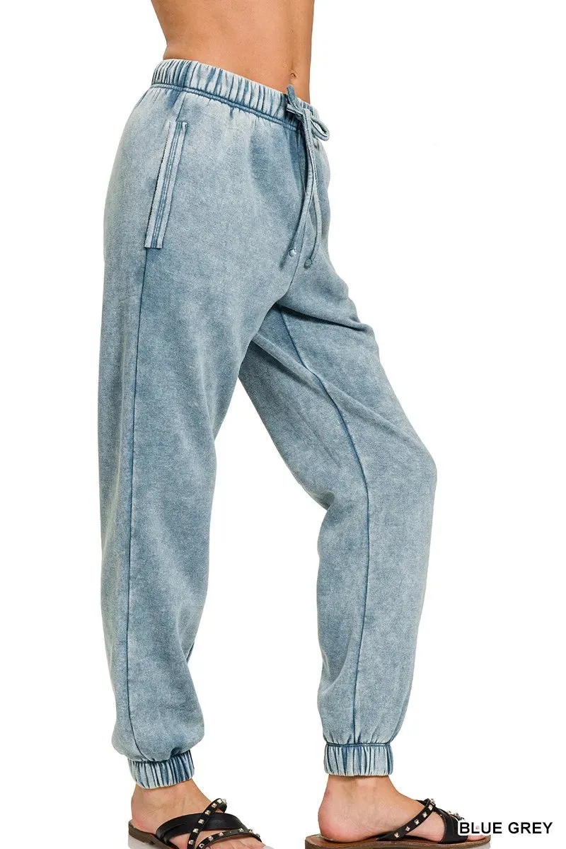 Zenana Acid Wash Fleece Sweatpants with Pockets sold by Charming Charlie product image thumbnail 2