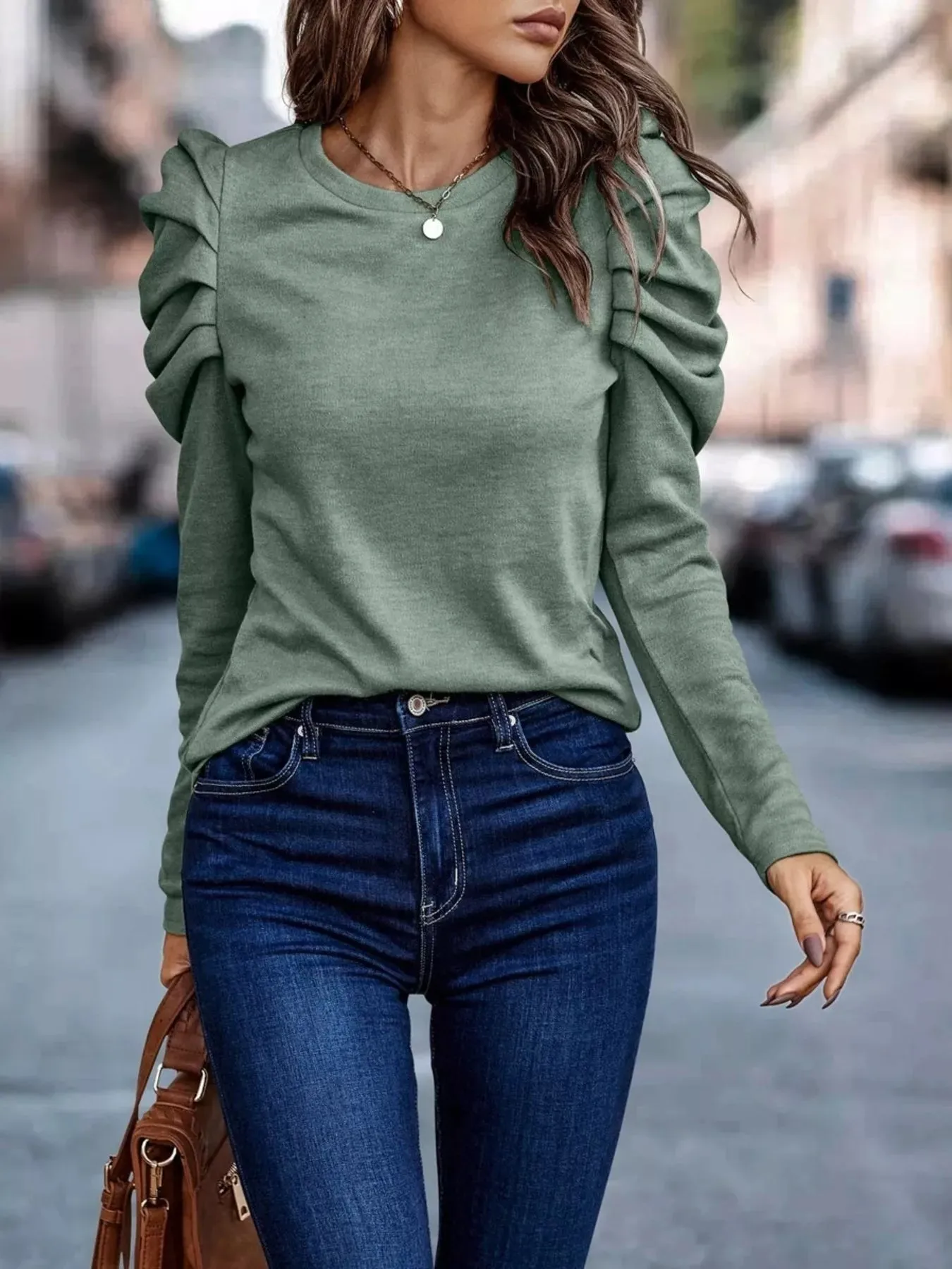 Puff Sleeve Round Neck T-Shirt sold by Charming Charlie product image thumbnail 3