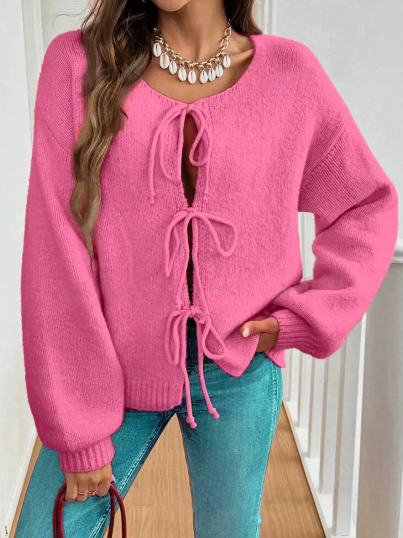 Tie-Front Long Sleeve Cardigan sold by Charming Charlie product image thumbnail 5