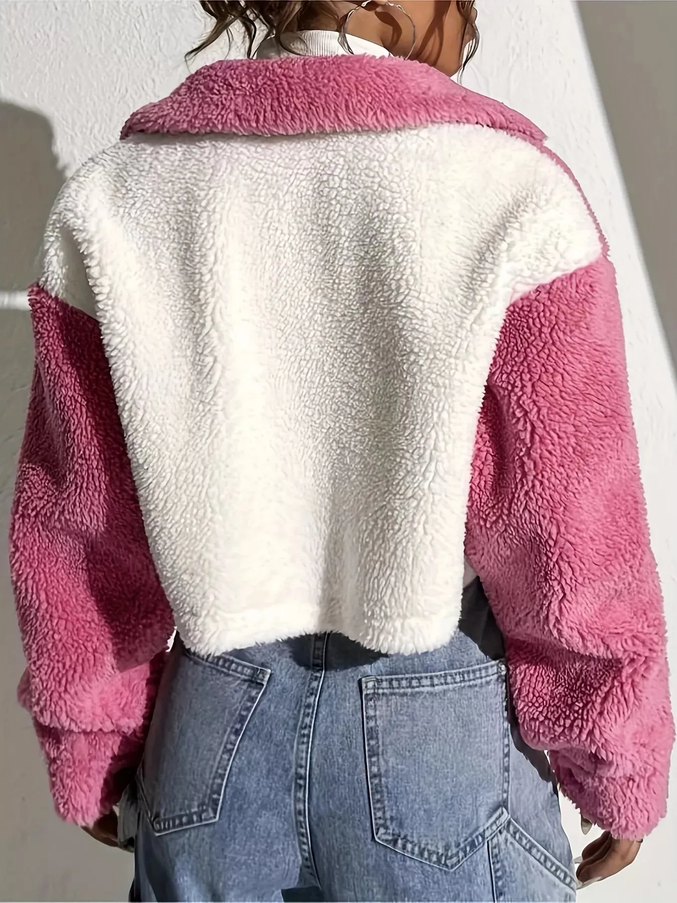 Two-Tone Plush Cropped Jacket sold by Charming Charlie product image thumbnail 2