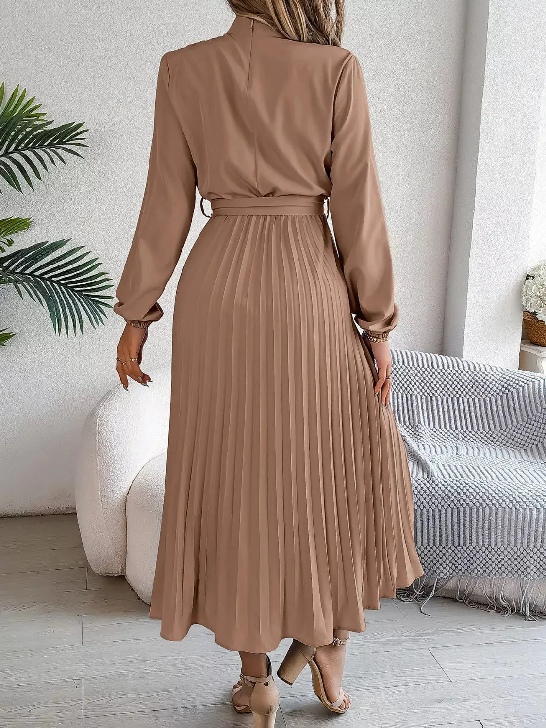 Mock Neck Pleated Midi Dress sold by Charming Charlie product image thumbnail 5