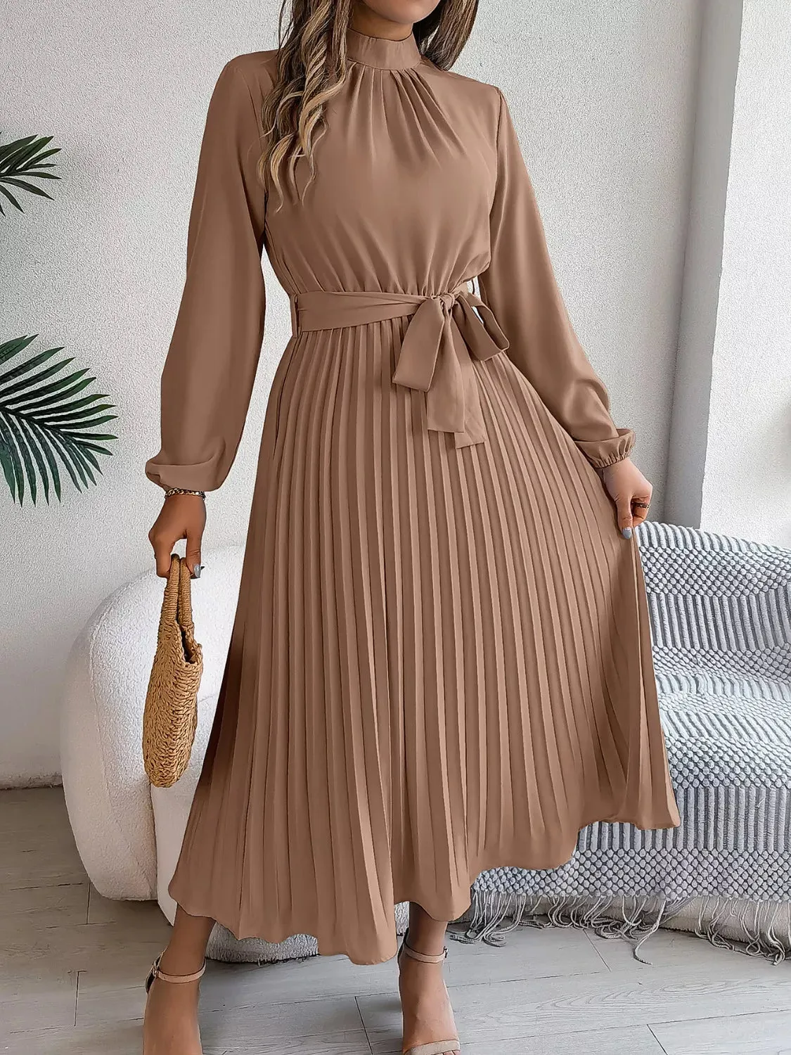 Mock Neck Pleated Midi Dress sold by Charming Charlie product image thumbnail 3
