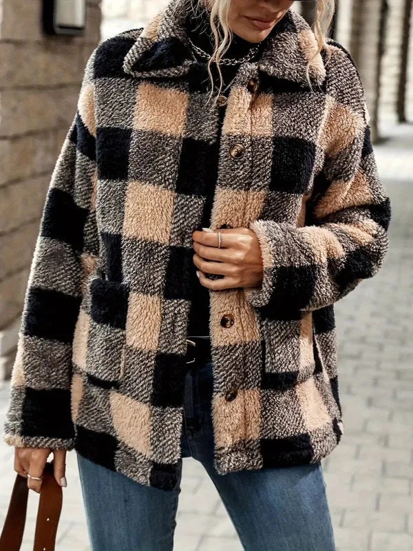 Plaid Sherpa Button-Down Outerwear sold by Charming Charlie