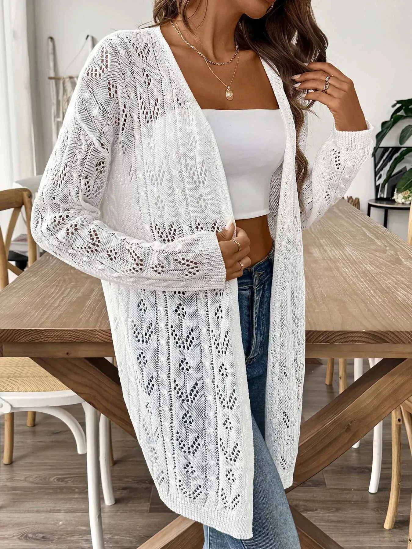 Openwork Open Front Knit Cardigan sold by Charming Charlie product image thumbnail 3