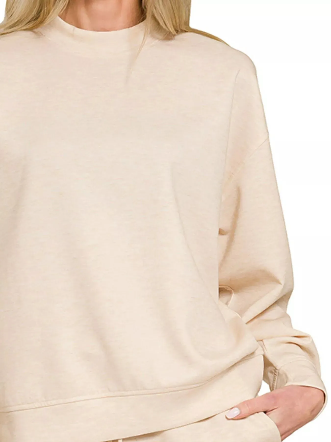 Zenana Scuba Long Sleeve Sweatshirt and Shorts Set sold by Charming Charlie product image thumbnail 3