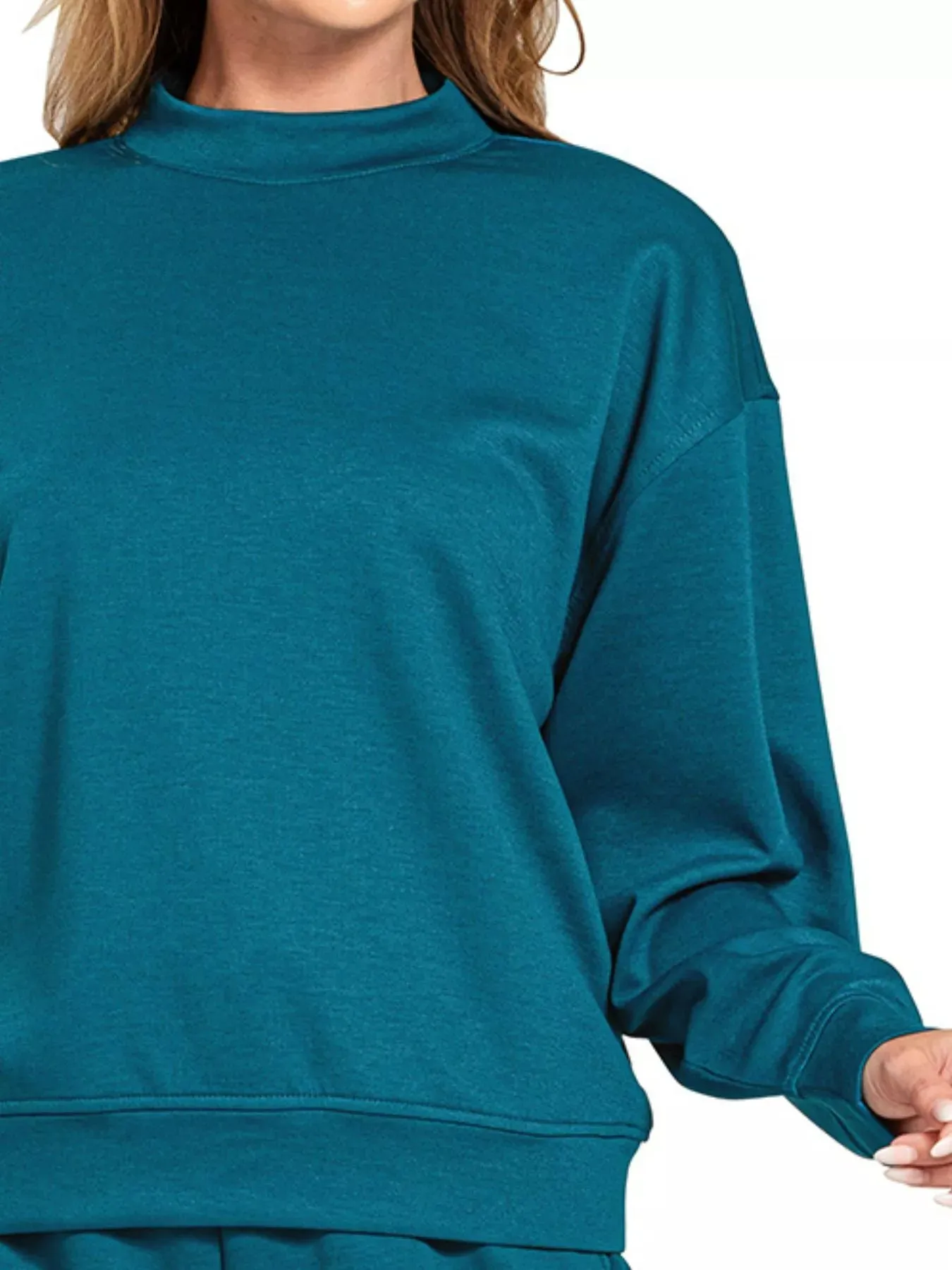 Zenana Scuba Long Sleeve Sweatshirt and Shorts Set sold by Charming Charlie product image thumbnail 3