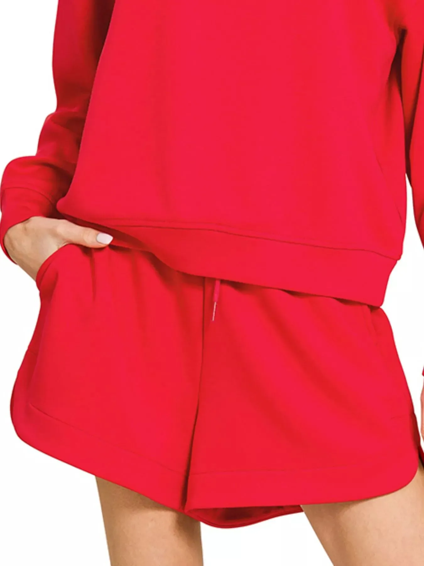 Zenana Scuba Long Sleeve Sweatshirt and Shorts Set sold by Charming Charlie product image thumbnail 2