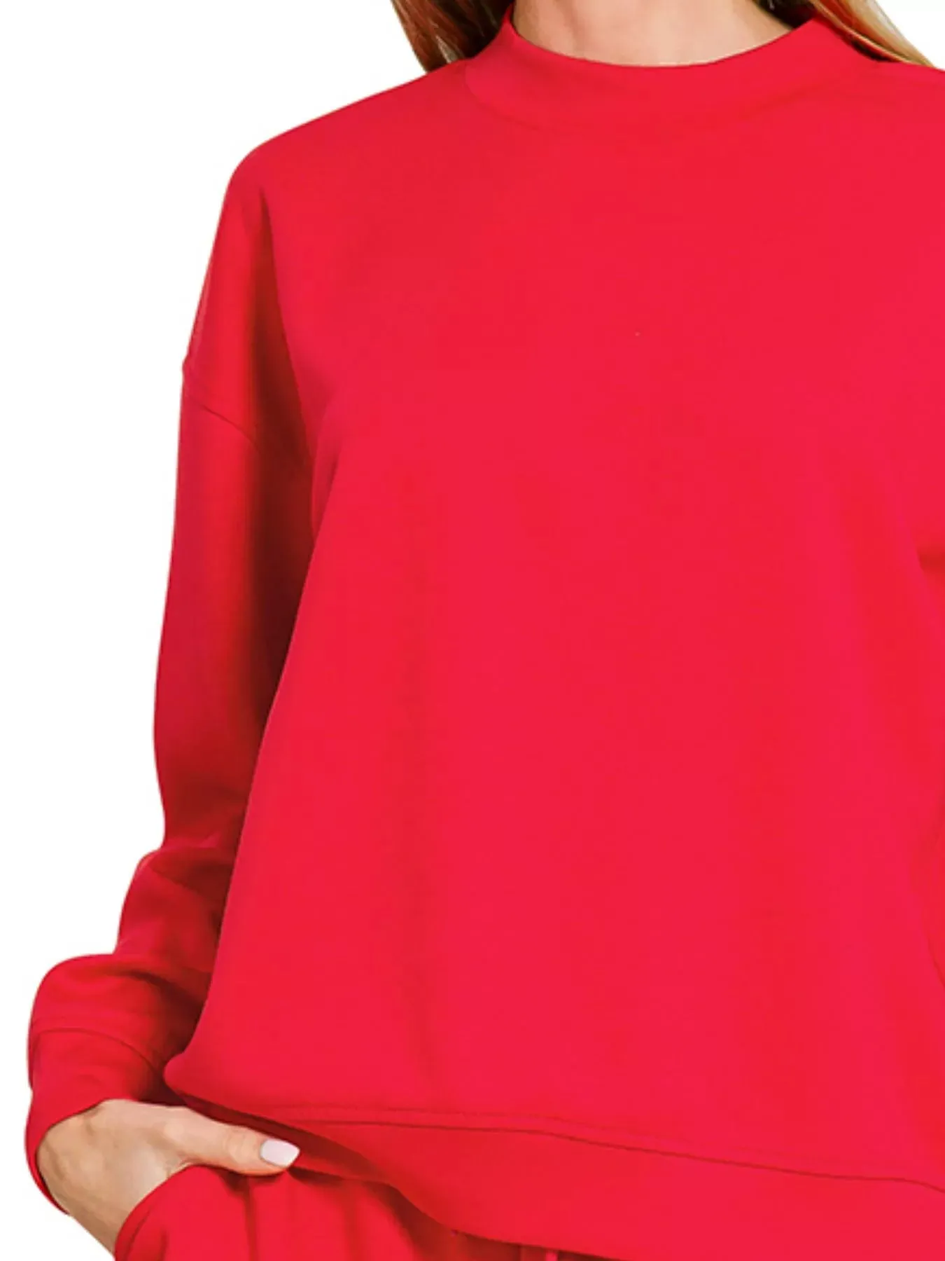 Zenana Scuba Long Sleeve Sweatshirt and Shorts Set sold by Charming Charlie product image thumbnail 3