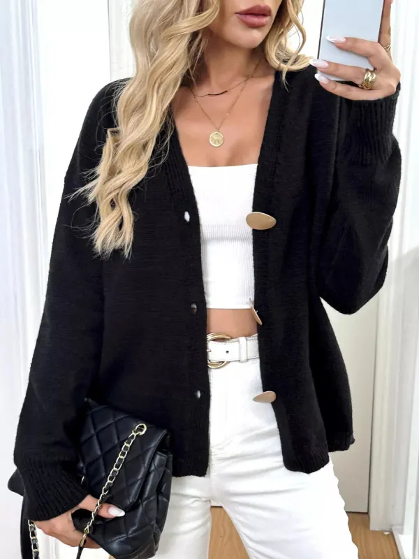 Button-Down V-Neck Cardigan sold by Charming Charlie