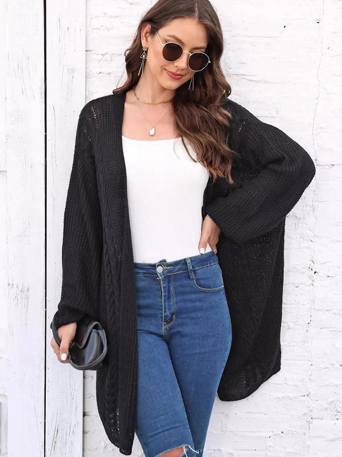 Open Front Long Sleeve Cardigan sold by Charming Charlie product image thumbnail 3