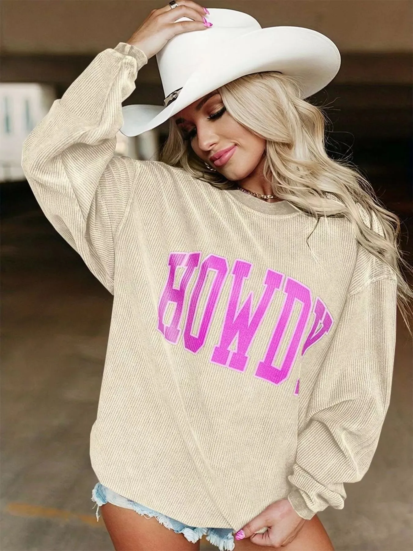Full Size Howdy Round Neck Oversized Sweatshirt Plus Size sold by Charming Charlie product image thumbnail 4