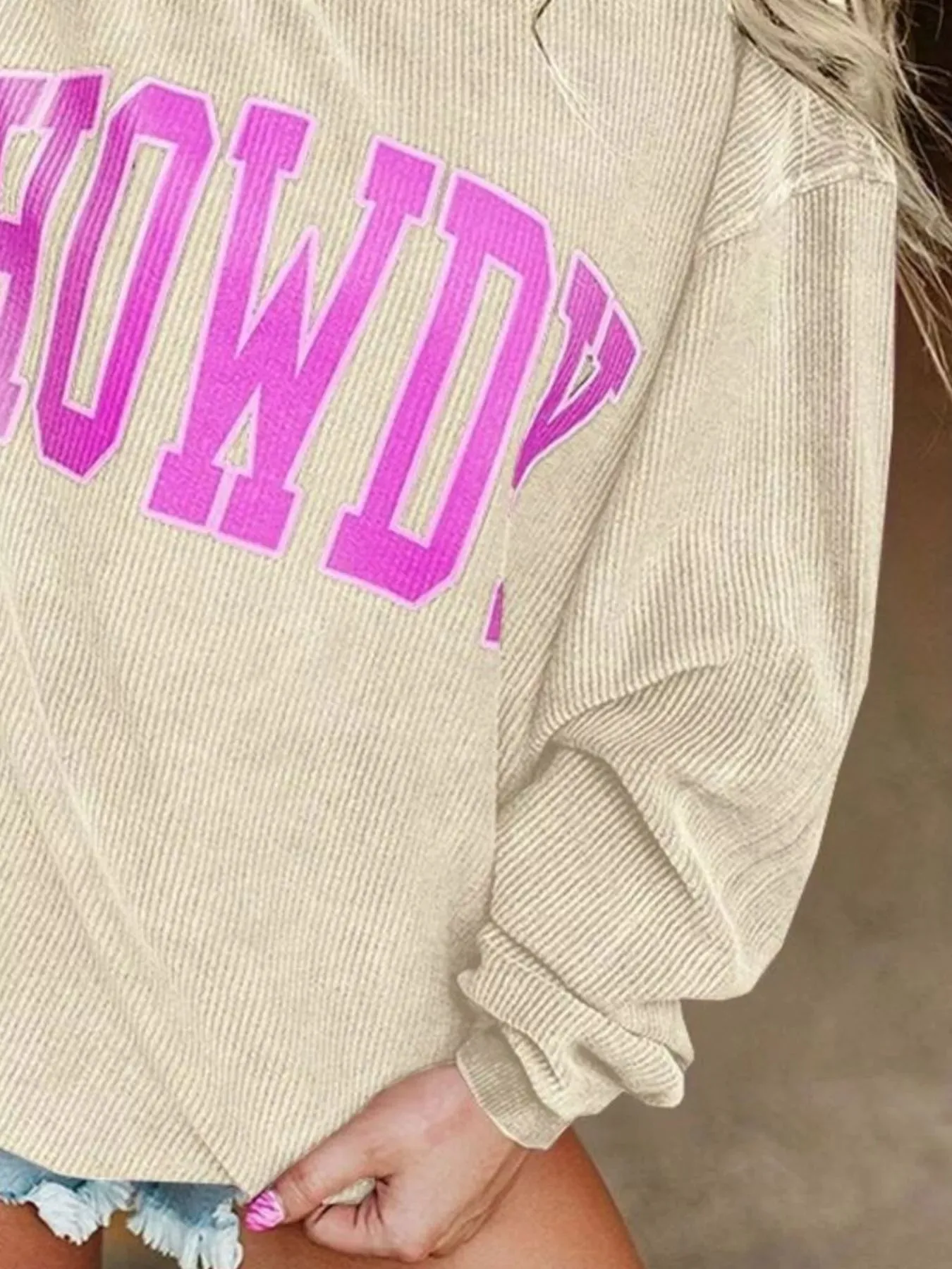 Full Size Howdy Round Neck Oversized Sweatshirt Plus Size sold by Charming Charlie product image thumbnail 5