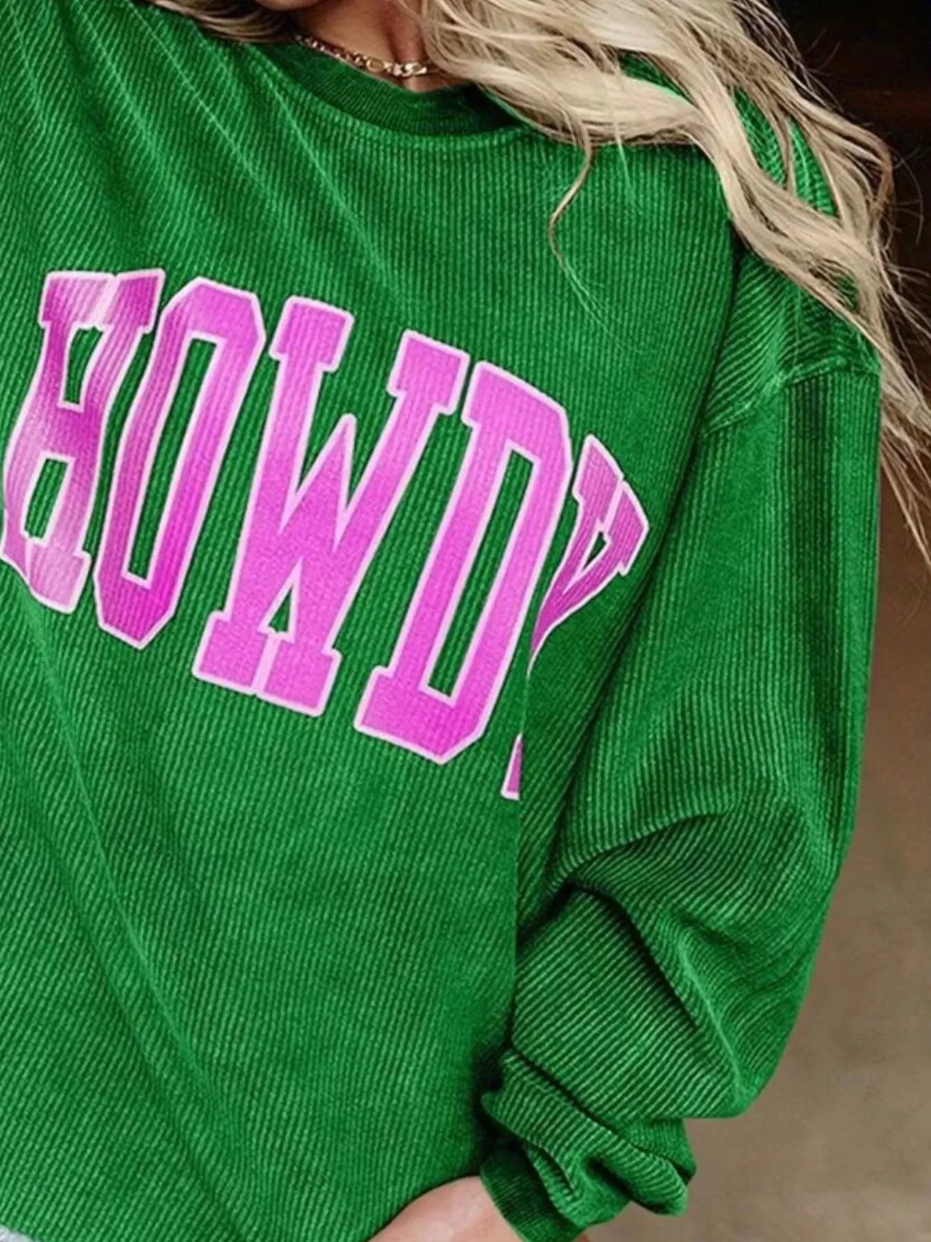 Full Size Howdy Round Neck Oversized Sweatshirt Plus Size sold by Charming Charlie product image thumbnail 2