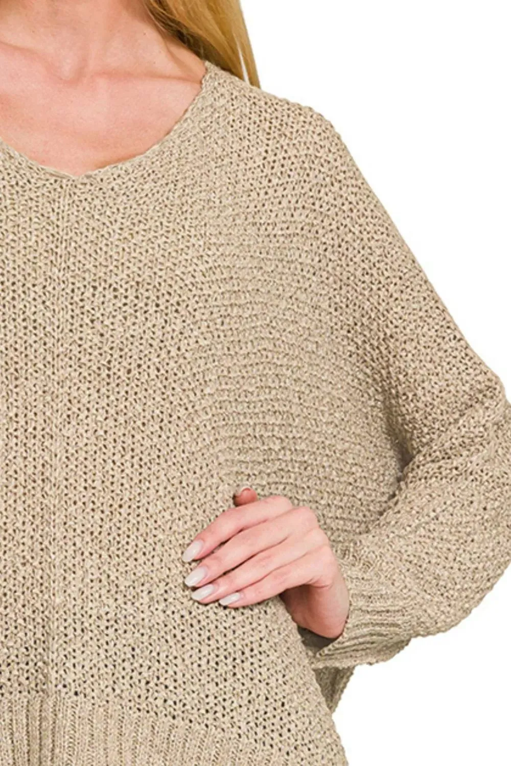 Zenana Dolman Sleeve V-Neck Sweater sold by Charming Charlie product image thumbnail 3