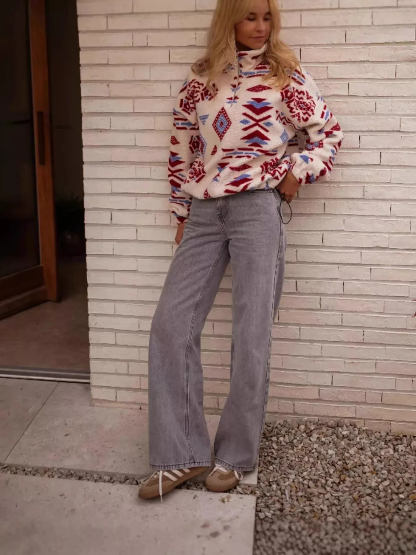 Geometric Pattern Fleece Sweatshirt sold by Charming Charlie product image thumbnail 5