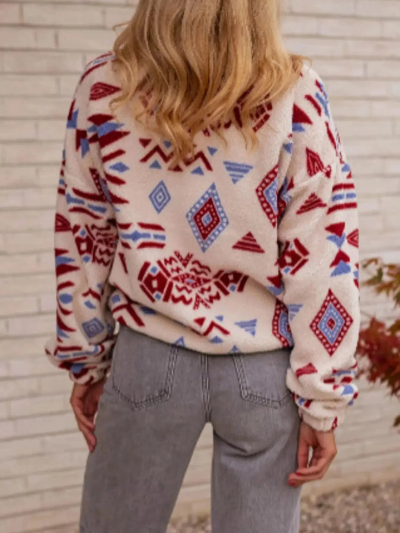 Geometric Pattern Fleece Sweatshirt sold by Charming Charlie product image thumbnail 2