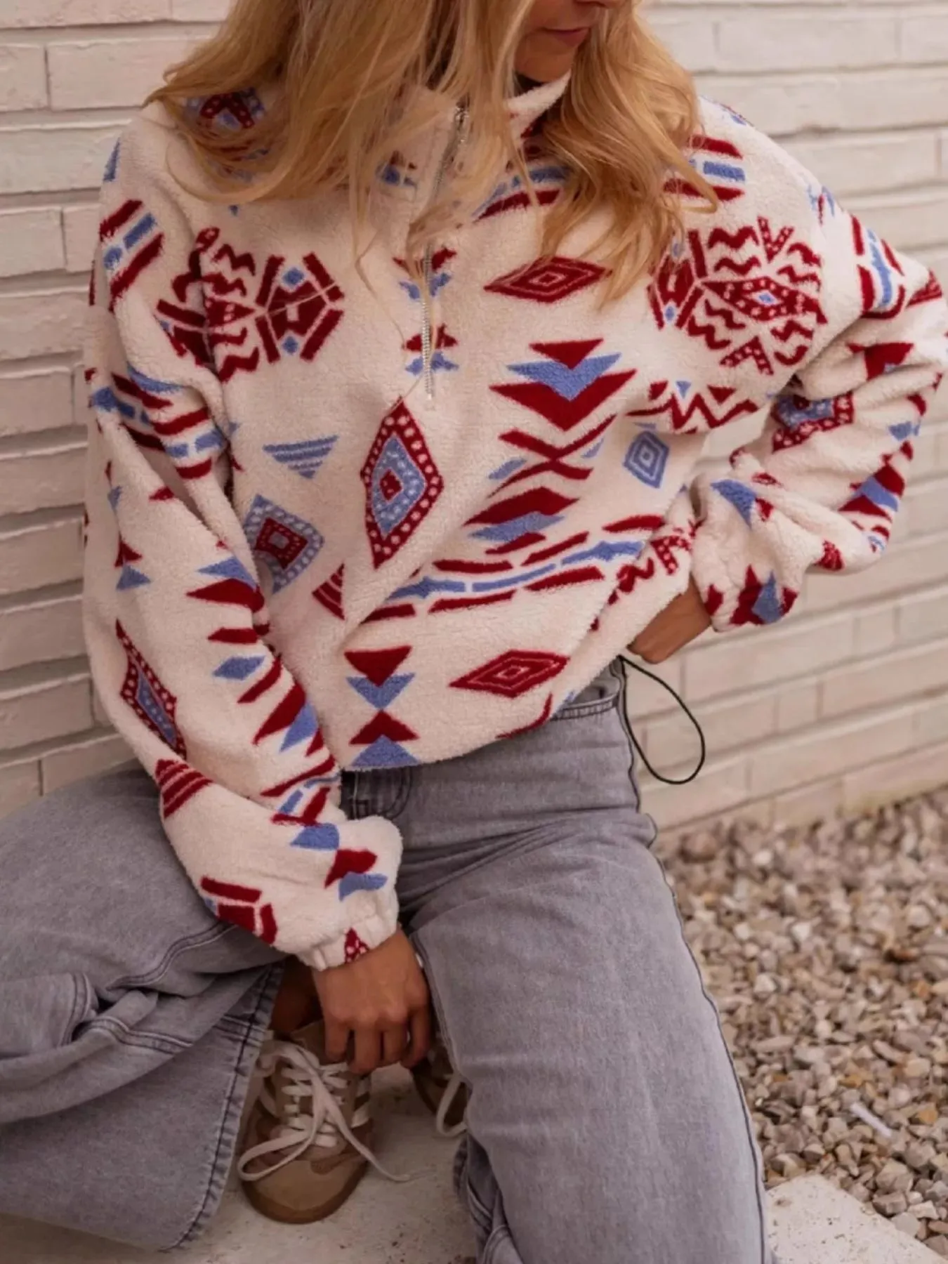 Geometric Pattern Fleece Sweatshirt sold by Charming Charlie product image thumbnail 4