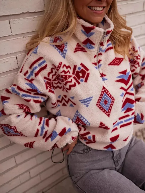 Geometric Pattern Fleece Sweatshirt sold by Charming Charlie