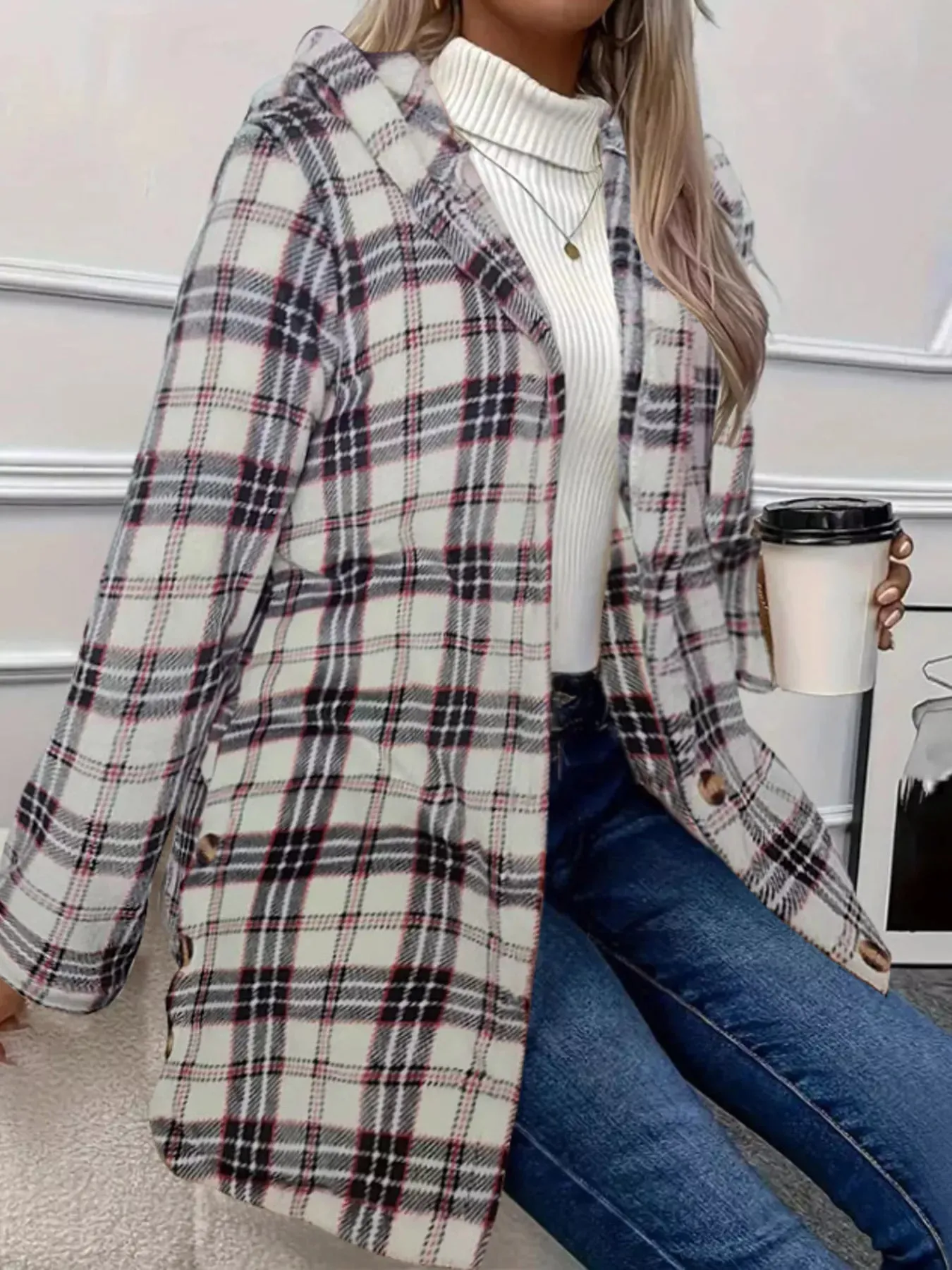 Full Size Button-Down Hooded Outerwear Plus Size sold by Charming Charlie product image thumbnail 3