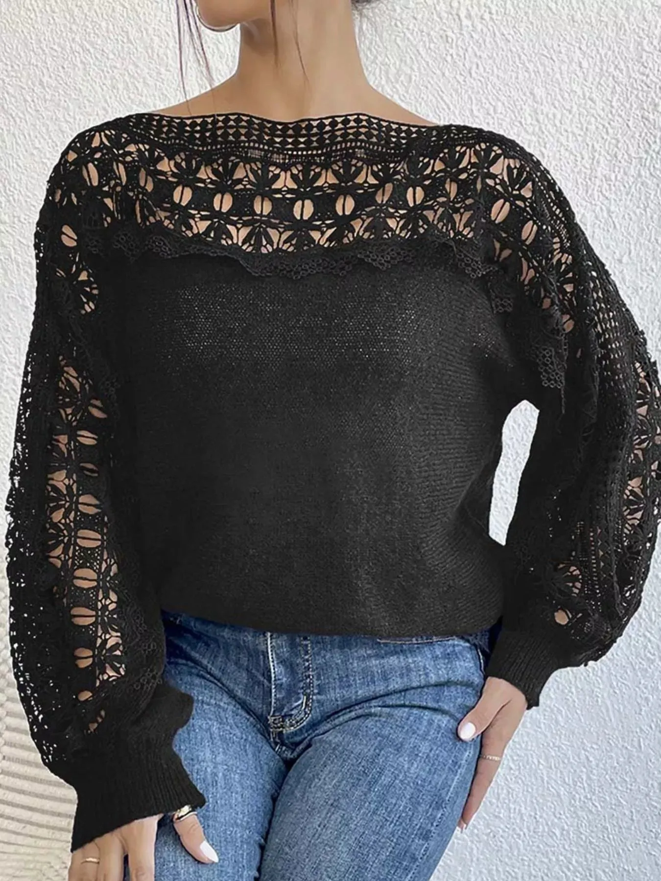 Openwork Long Sleeve Sweater sold by Charming Charlie product image thumbnail 4