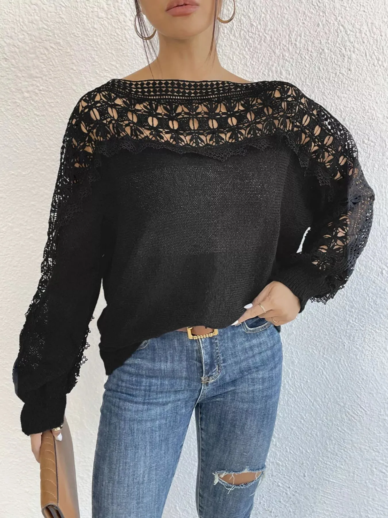 Openwork Long Sleeve Sweater sold by Charming Charlie product image thumbnail 5