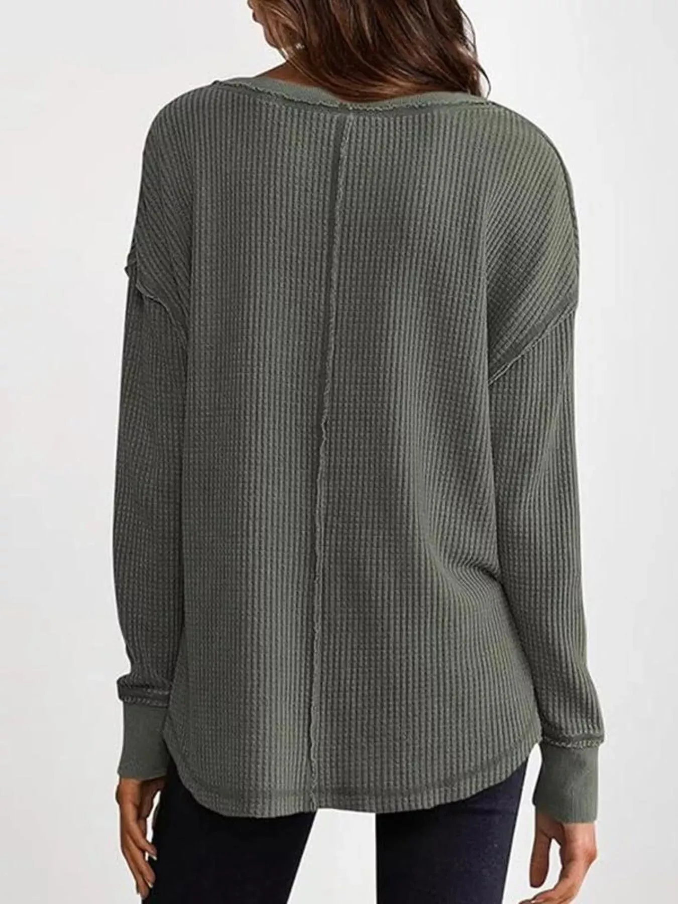 Waffle Knit Long Sleeve Sweatshirt sold by Charming Charlie product image thumbnail 5