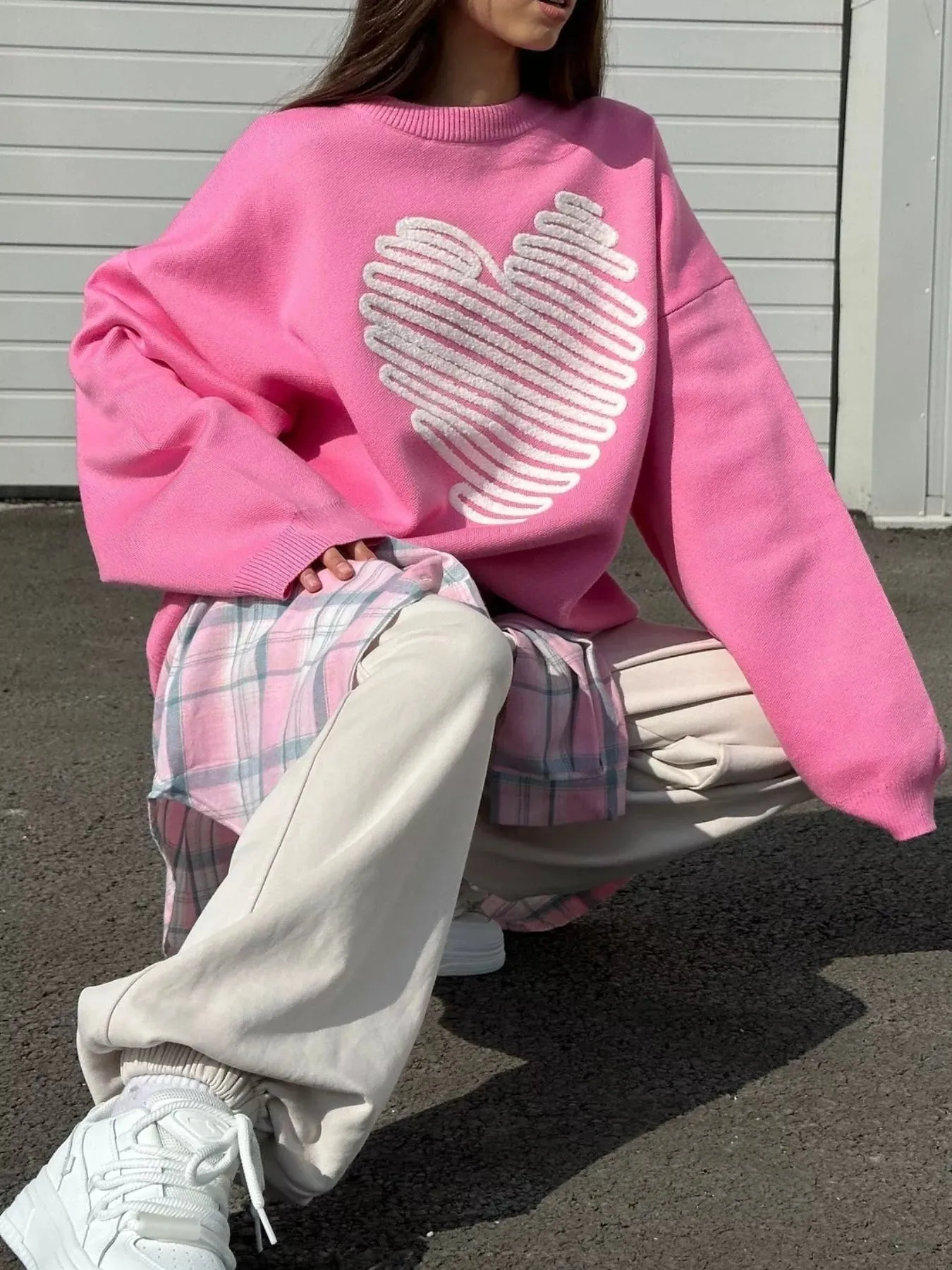 Heart Round Neck Oversized Sweater sold by Charming Charlie product image thumbnail 2