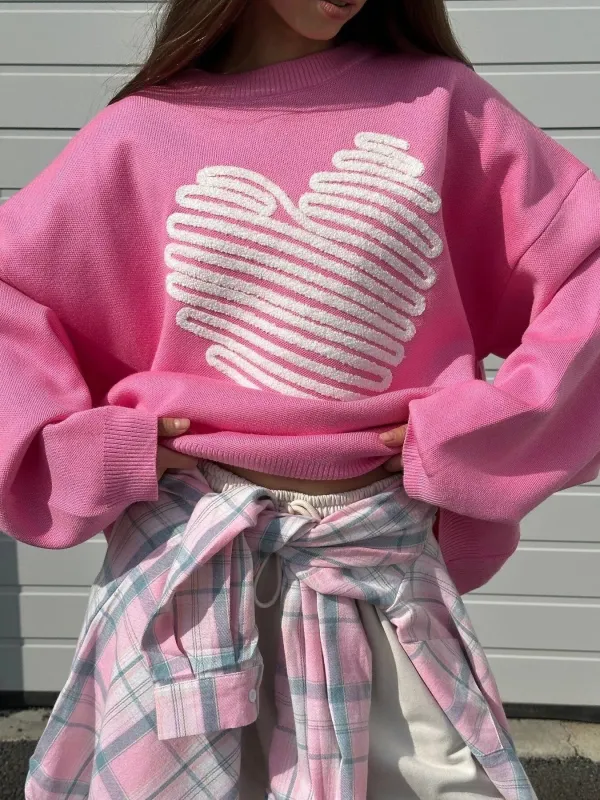 Heart Round Neck Oversized Sweater sold by Charming Charlie