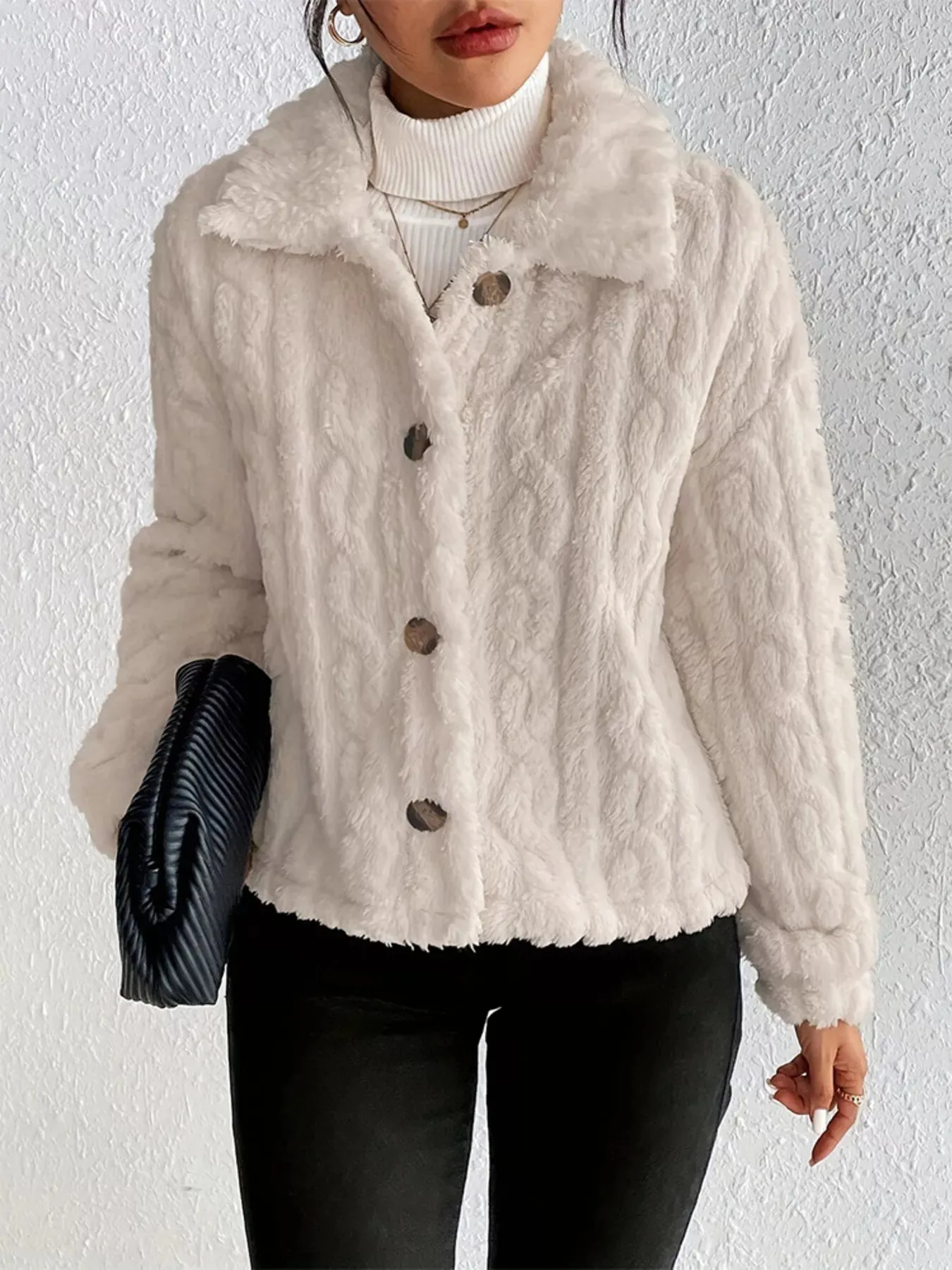 Cozy Fleece Button-Up Outerwear sold by Charming Charlie product image thumbnail 4