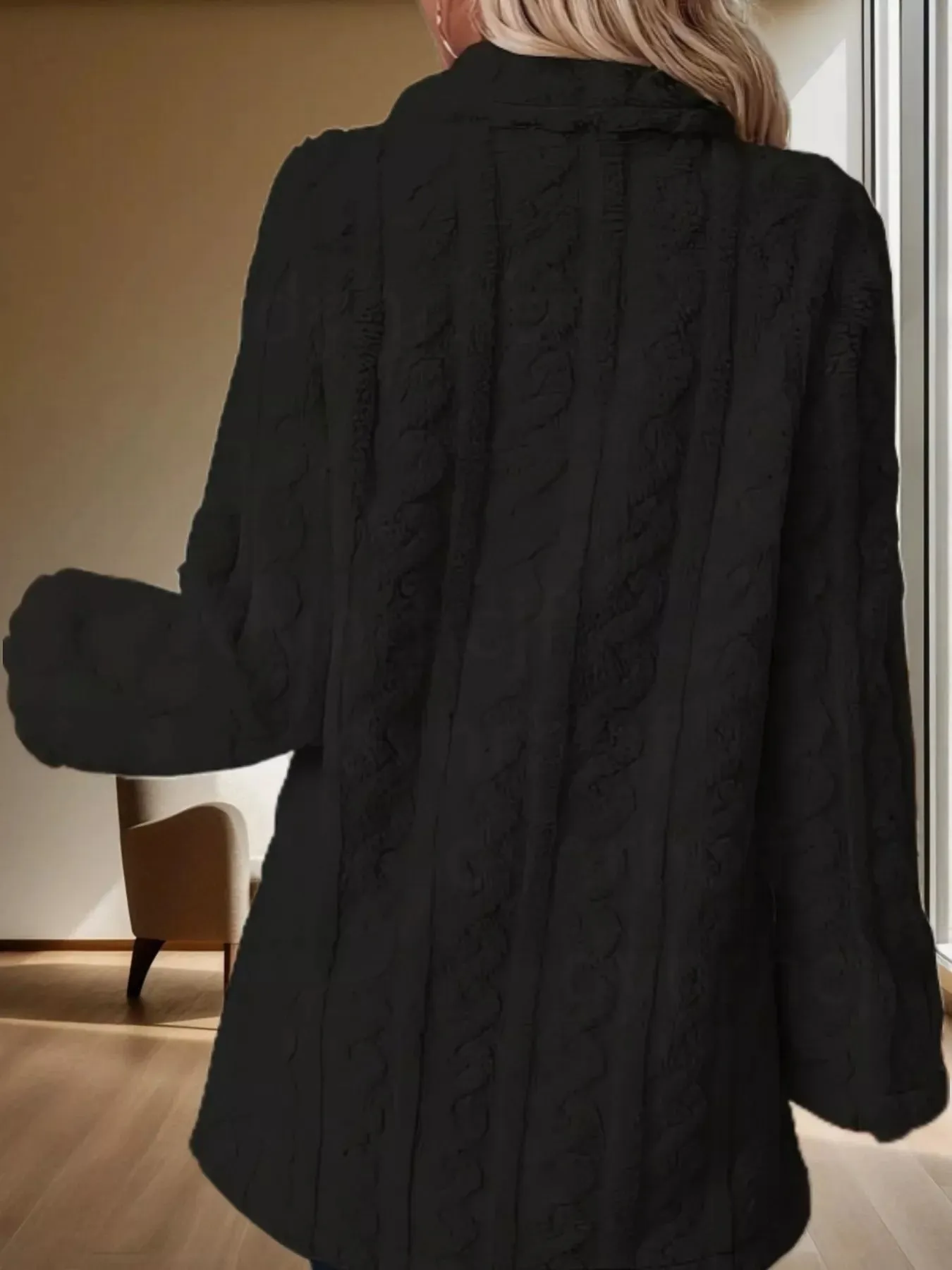 Double-Breasted Fleece Longline Coat sold by Charming Charlie product image thumbnail 3