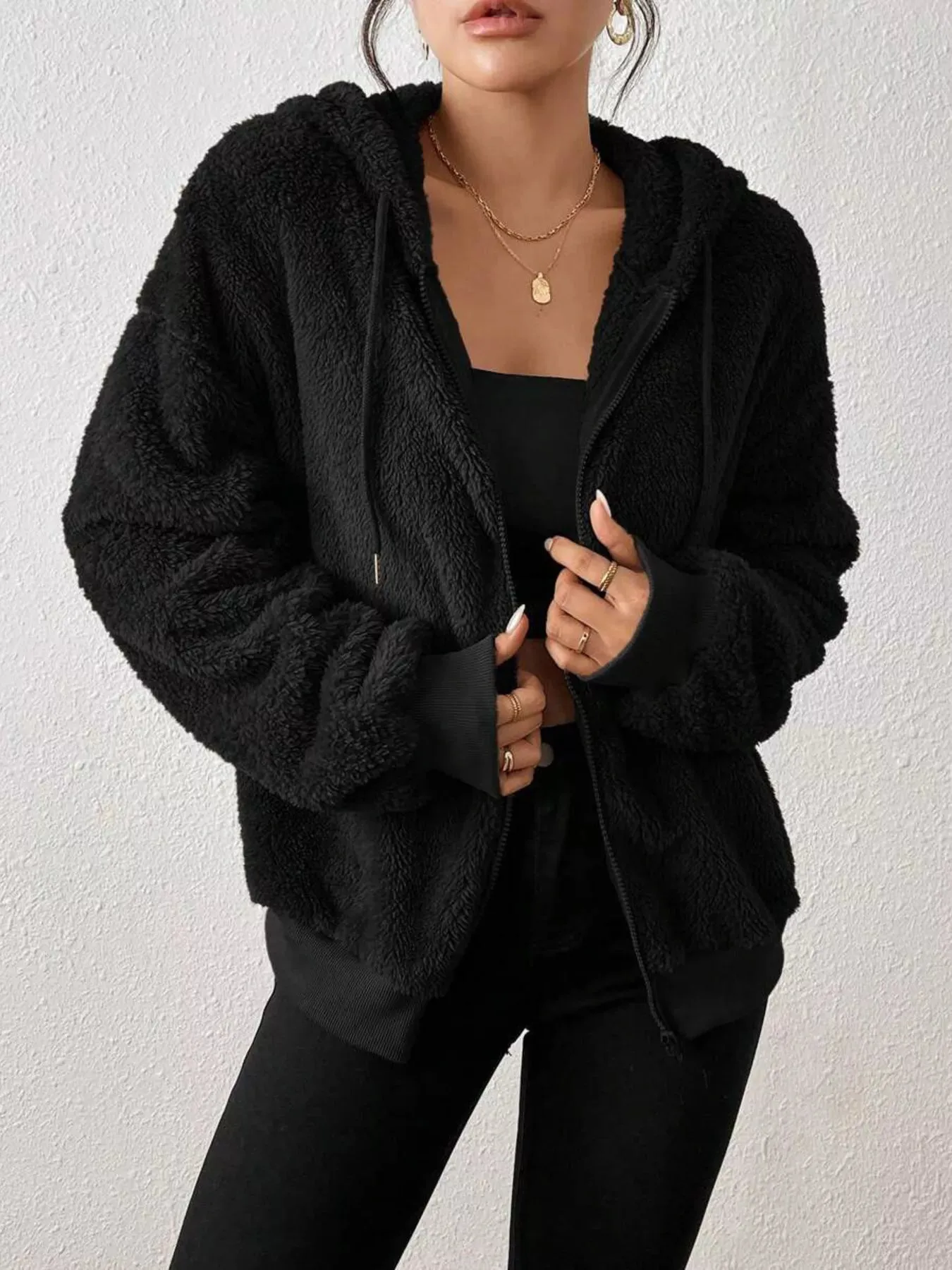 Zip-Up Plush Hooded Outerwear sold by Charming Charlie product image thumbnail 3