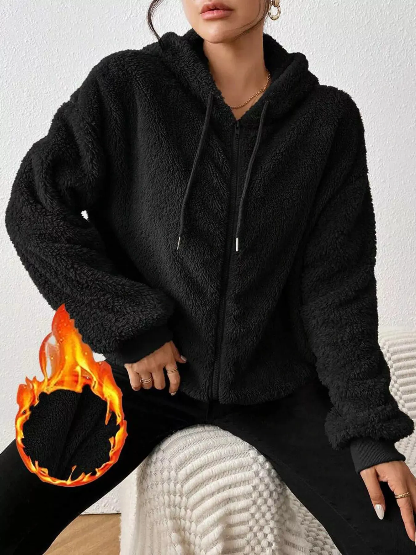 Zip-Up Plush Hooded Outerwear sold by Charming Charlie product image thumbnail 5